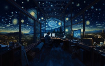 Developer, Room, Night, Technology, Chair Wallpaper