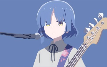 BOCCHI THE ROCK!, Ryo Yamada, Bass Guitars, Blue Hair Wallpaper