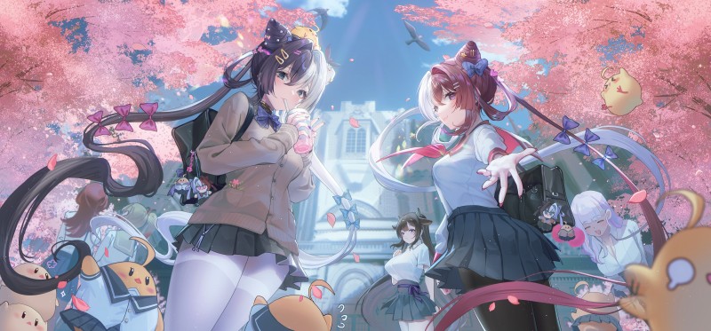 Azur Lane, School Uniform, Anime Girls, Animal Ears, Chao Ho (Azur Lane) Wallpaper