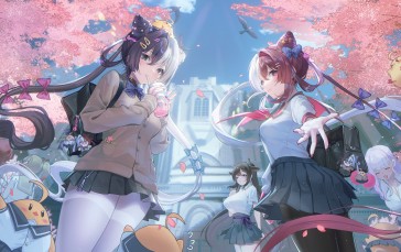 Azur Lane, School Uniform, Anime Girls, Animal Ears, Chao Ho (Azur Lane) Wallpaper