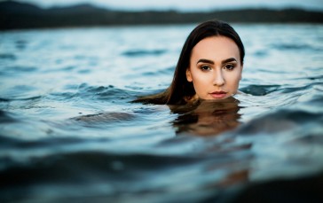 Water, Women, Model, Dark Eyes, in Water, Makeup Wallpaper