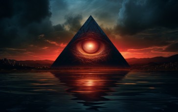AI Art, Eyes, Pyramid, Eye of Providence, Clouds Wallpaper