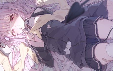 Anime, Anime Girls, Lying Down, Lying on Back, Band-Aid, Stockings Wallpaper