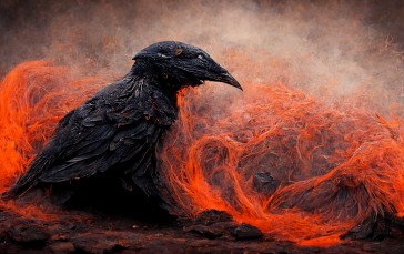 Raven, Abstract, AI Art, Birds, Animals Wallpaper