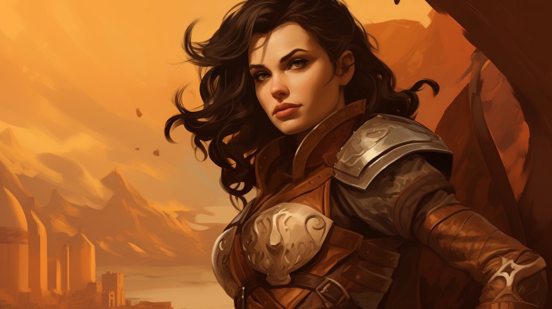 Fantasy Girl, Warrior, Rogue, Fall, AI Art Wallpaper