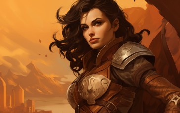 Fantasy Girl, Warrior, Rogue, Fall, AI Art Wallpaper