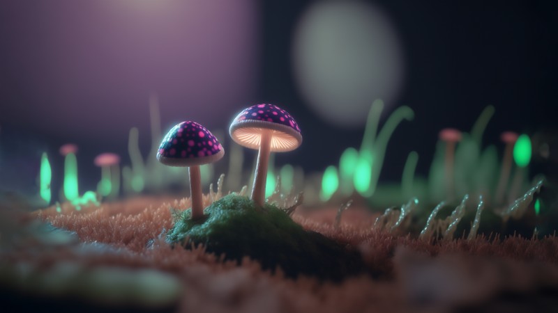 AI Art, Mushroom, Nature, Digital Art Wallpaper