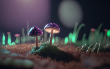 AI Art, Mushroom, Nature, Digital Art Wallpaper