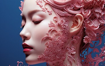 Linsivvi, Women, AI Art, Pink, Blushing, Lipstick Wallpaper