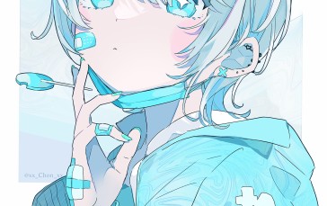 Original Characters, Face Mask, Blue Hair, Blue Eyes, Anime Girls Wallpaper