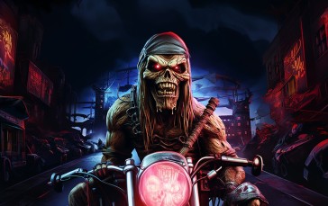 Iron Maiden, Eddie, Dark, Motorcycle, Apocalyptic Wallpaper