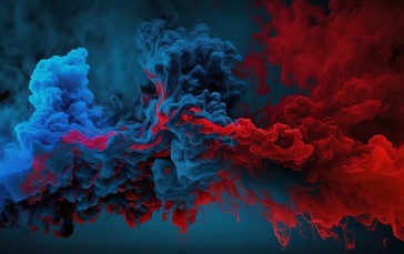 AI Art, Smoke, Blue, Red Wallpaper
