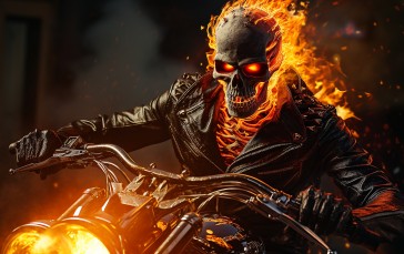 AI Art, Ghost Rider, Marvel Comics, Digital Art, Skull Wallpaper
