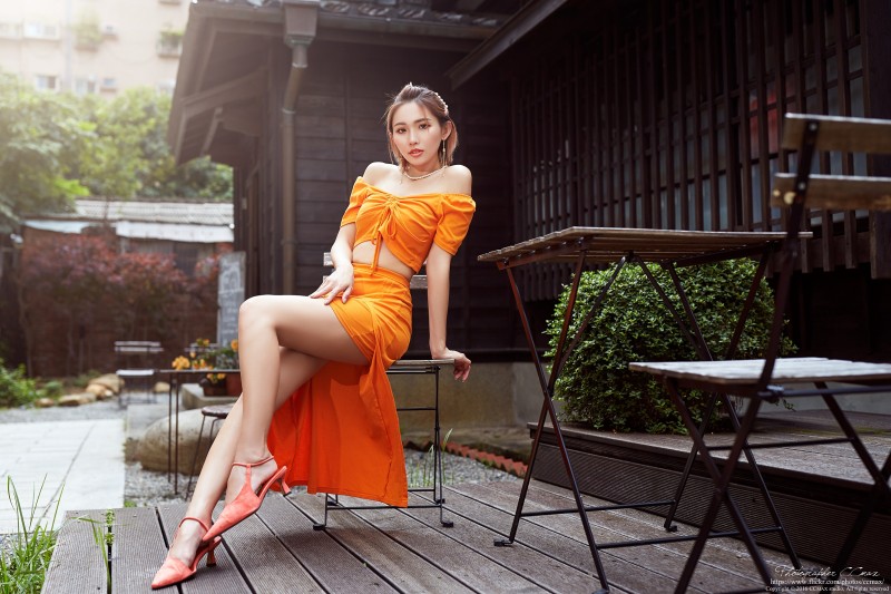 Max Chang, Women, Asian, Orange Clothing, Legs Wallpaper