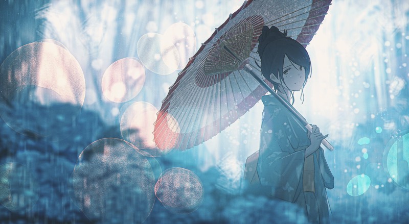 Anime, Anime Girls, Yukata, Umbrella Wallpaper