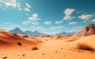 AI Art, Landscape, Desert, Sand, Sky, Clouds Wallpaper