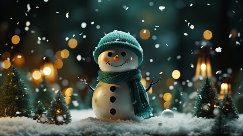 AI Art, Snow, Winter, Snowman Wallpaper