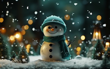 AI Art, Snow, Winter, Snowman Wallpaper