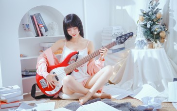 Guitar, Black Hair, Women, Asian Wallpaper