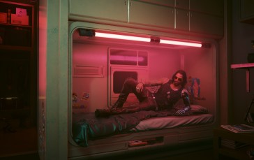 Cyberpunk 2077, Johnny Silverhand, Pink Light, Keanu Reeves, Video Game Characters Wallpaper