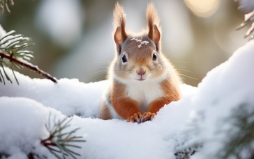 AI Art, Snow, Winter, Squirrel Wallpaper