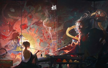 Digital Art, Oni, Geisha, Yokai Wallpaper