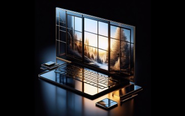 Simple Background, Black, Gold, Laptop, AI Art, Computer Wallpaper
