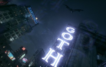 Batman: Arkham Knight, Neon, Night, City, Rain, Video Games Wallpaper