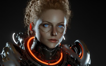 AI Art, Women, Cyberpunk, Soldier Wallpaper