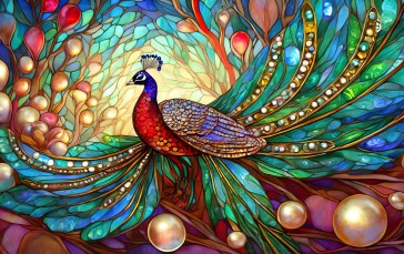 AI Art, Digital Art, Peacocks, Peacock Feathers Wallpaper