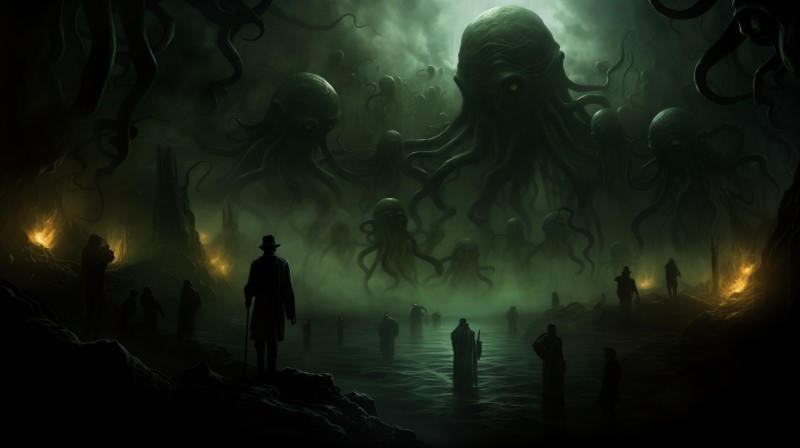 AI Art, H. P. Lovecraft, Horror, Fantasy Art Wallpaper