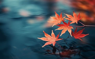 AI Art, Fall, Leaves, Blue, Orange Wallpaper