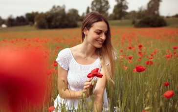Women, Model, Poppies Wallpaper