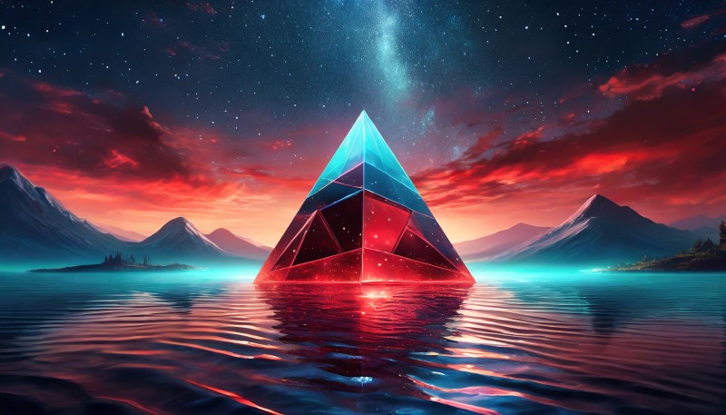 AI Art, Digital Art, Pyramid, Sea Wallpaper