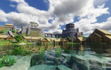 Minecraft, Building, Video Games, Water Wallpaper