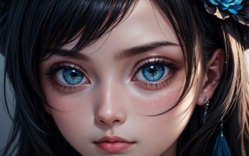 AI Art, Eyes, Blue Eyes, CGI, Closeup Wallpaper