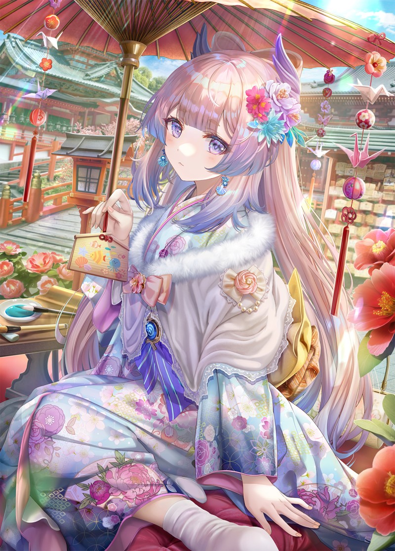White Hair, Flower Dress, Torino Akua, Sangonomiya Kokomi (Genshin Impact), Portrait Display, Anime Girls Wallpaper