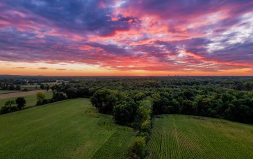 Corn, Landscape, Drone, Trees, Clouds Wallpaper