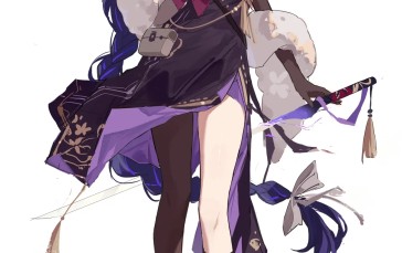 Anime Girls, Raiden Shogun (Genshin Impact), Genshin Impact, Purple Hair, Purple Eyes Wallpaper