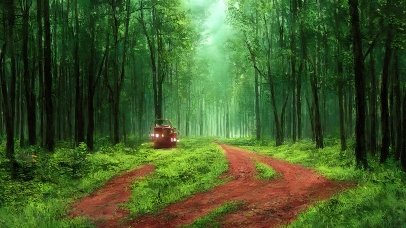 AI Art, Stable Diffusion, Forest, Trees Wallpaper