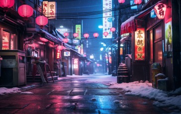 AI Art, Japan, Tokyo, Alleyway Wallpaper