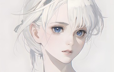 Dkground, Short Hair, White Hair, Blue Eyes, Simple Background Wallpaper
