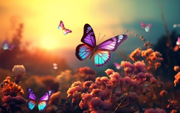AI Art, Illustration, Butterfly, Colorful, Depth of Field Wallpaper