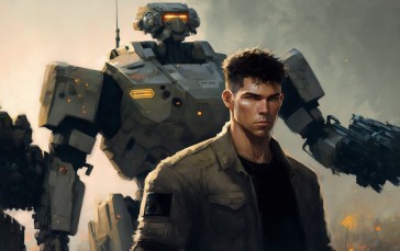 AI Art, Robot, Soldier, Science Fiction Wallpaper