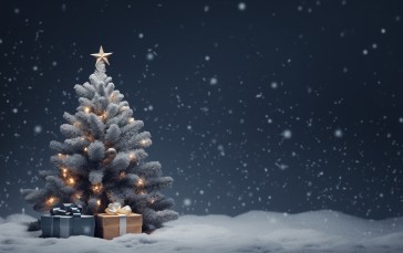 AI Art, Christmas, Snow, Christmas Tree Wallpaper