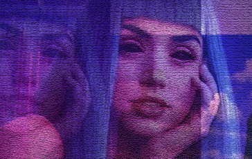 Blade Runner 2049, Ana De Armas, Neon, Cyber, Hand on Face, Parted Lips Wallpaper