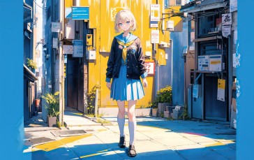Anime Girls, Anime, Digital Art, Schoolgirl Wallpaper