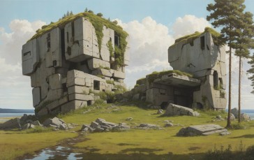 Landscape, Science Fiction, Rocks, Ruins, Environment, Futuristic Wallpaper