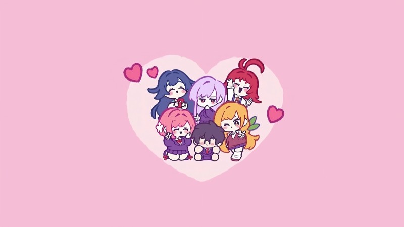 The 100 Girlfriends (Hyakkano), Chibi, Simple Background, Pink Background Wallpaper