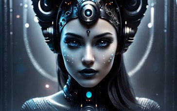 AI Art, Cyborg, Pale, Women Wallpaper